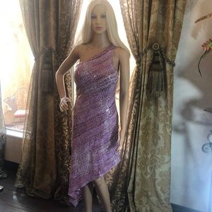 Dazzling Lavender Pink Asymmetrical Cocktail Dress